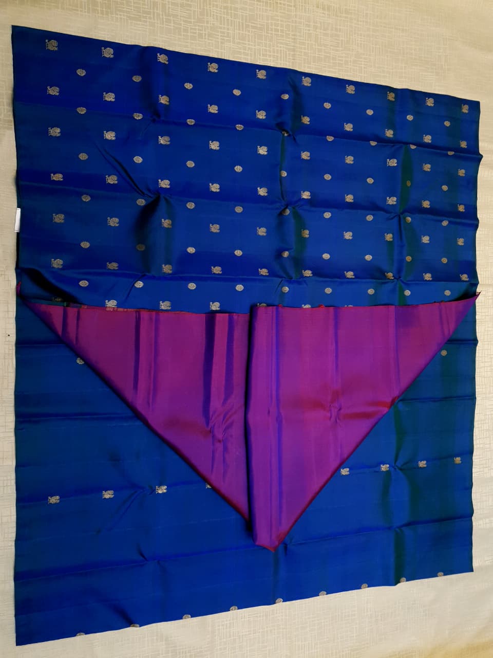 Dark Blue Kanchipuram Handloom 3G Pure Gold Pattu Silk Saree