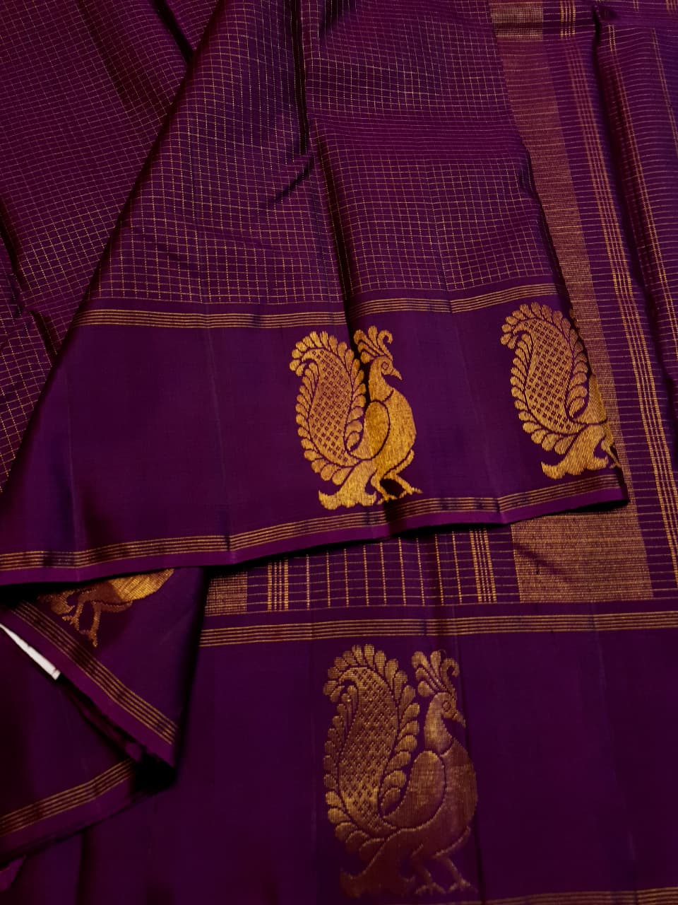 Wine Kanchipuram Handloom 2G Gold Pattu Silk Saree