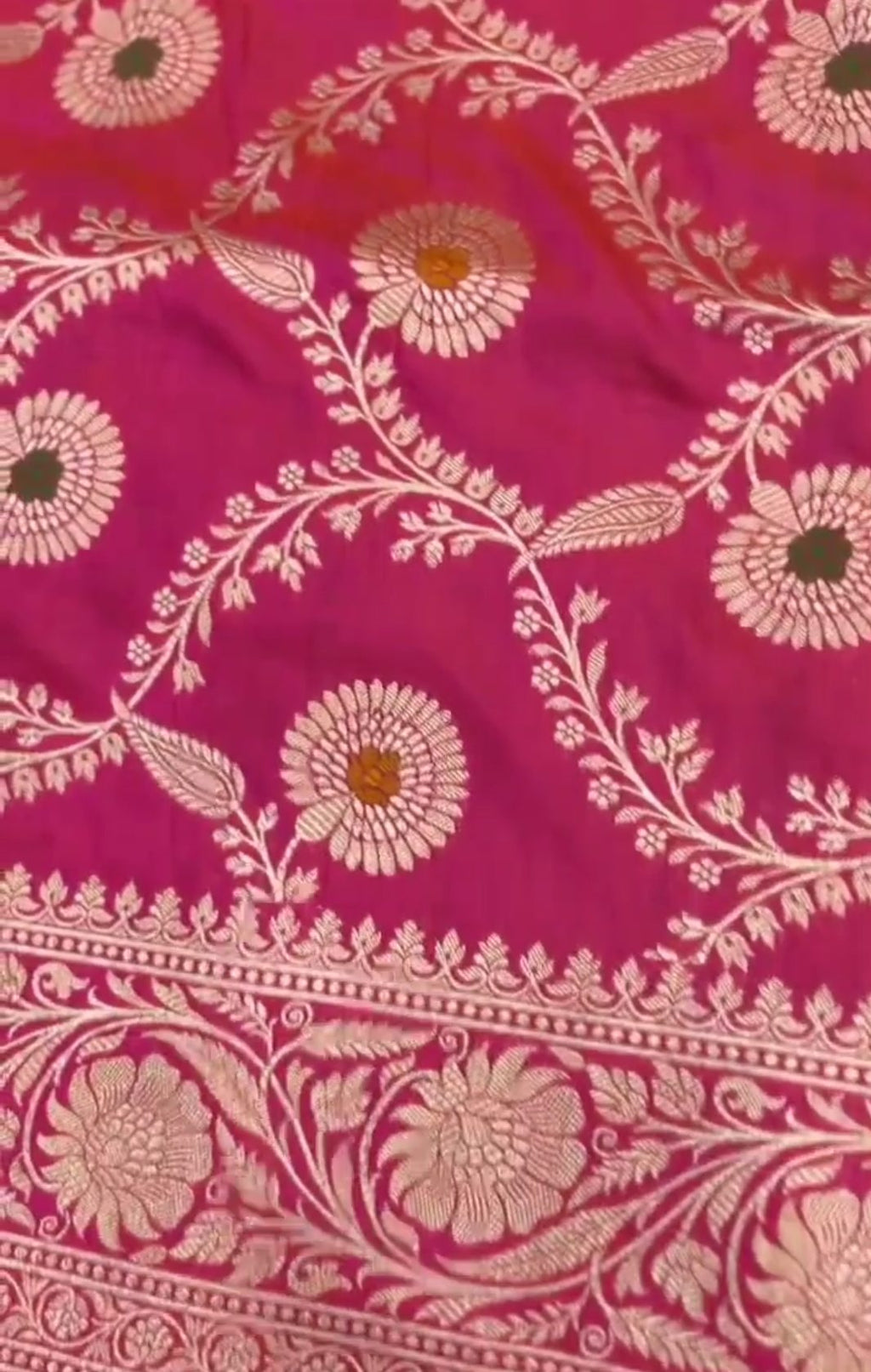 Dark Pink Banarasi Handloom Katan Silk Meenakari Saree