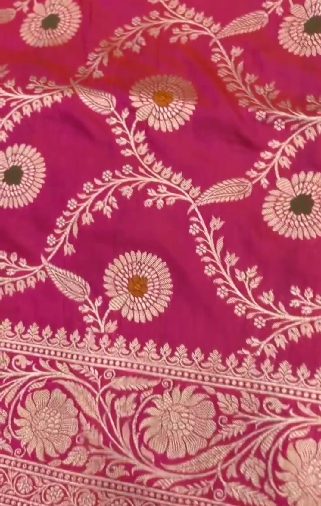 Dark Pink Banarasi Handloom Katan Silk Meenakari Saree