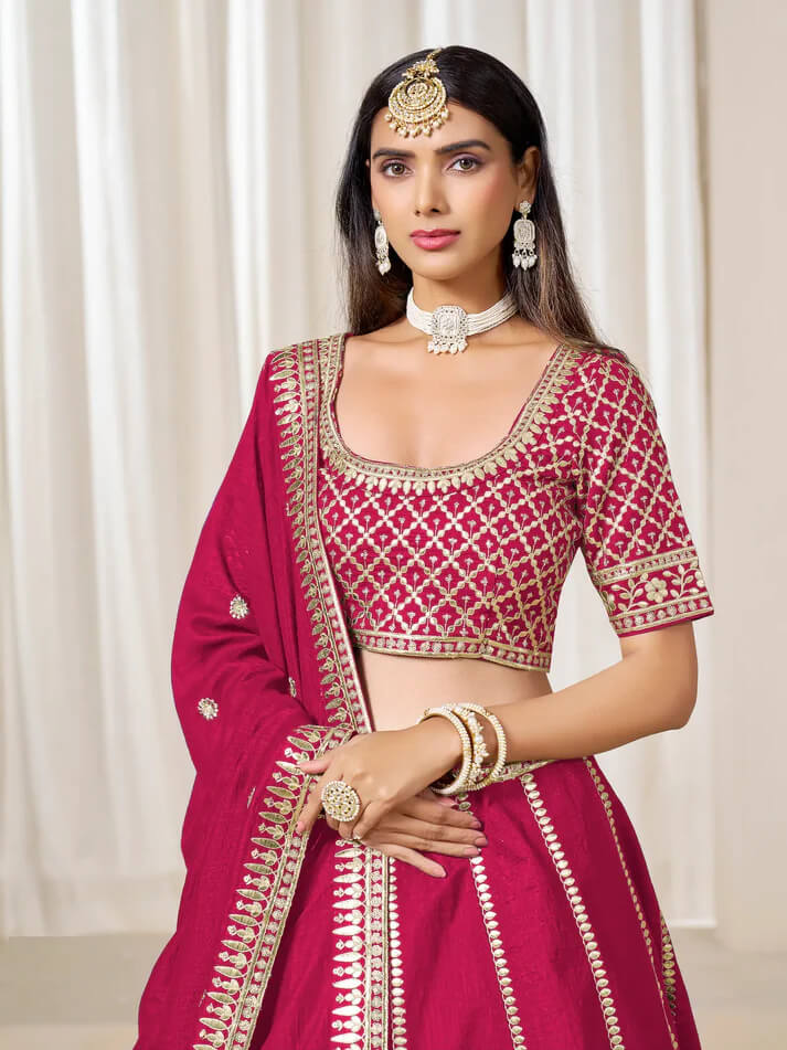 Designer Red Art Silk Lehenga with Embroidery Work