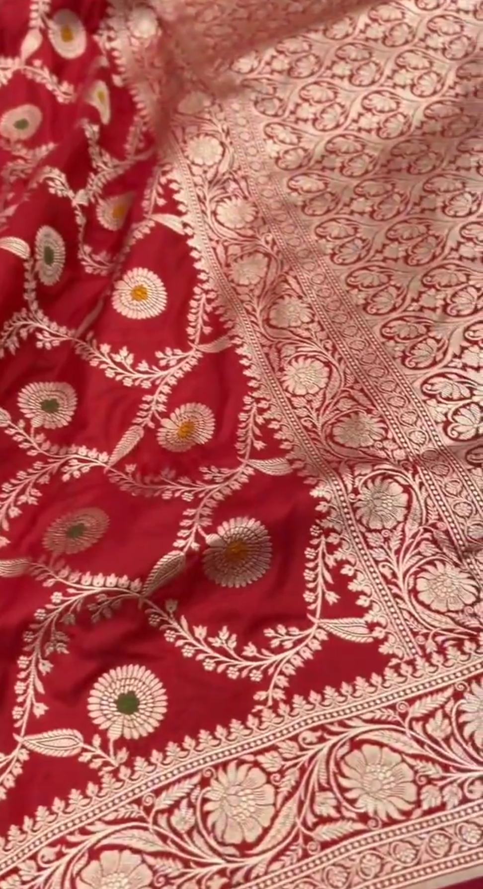 Rustic Red Banarasi Handloom Katan Silk Meenakari Saree