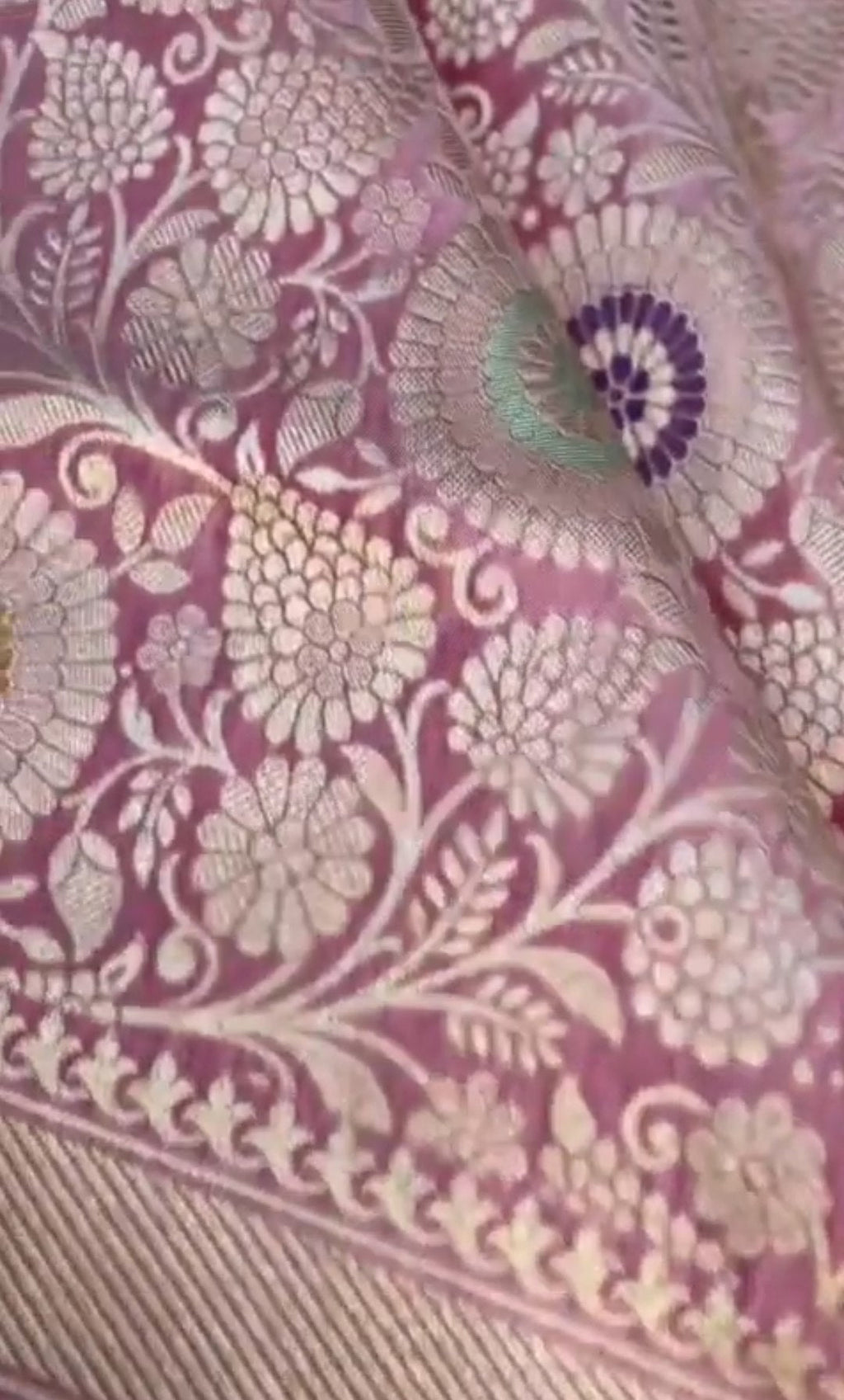 Pink Banarasi Håndvæv Katan Silk Meenakari Saree