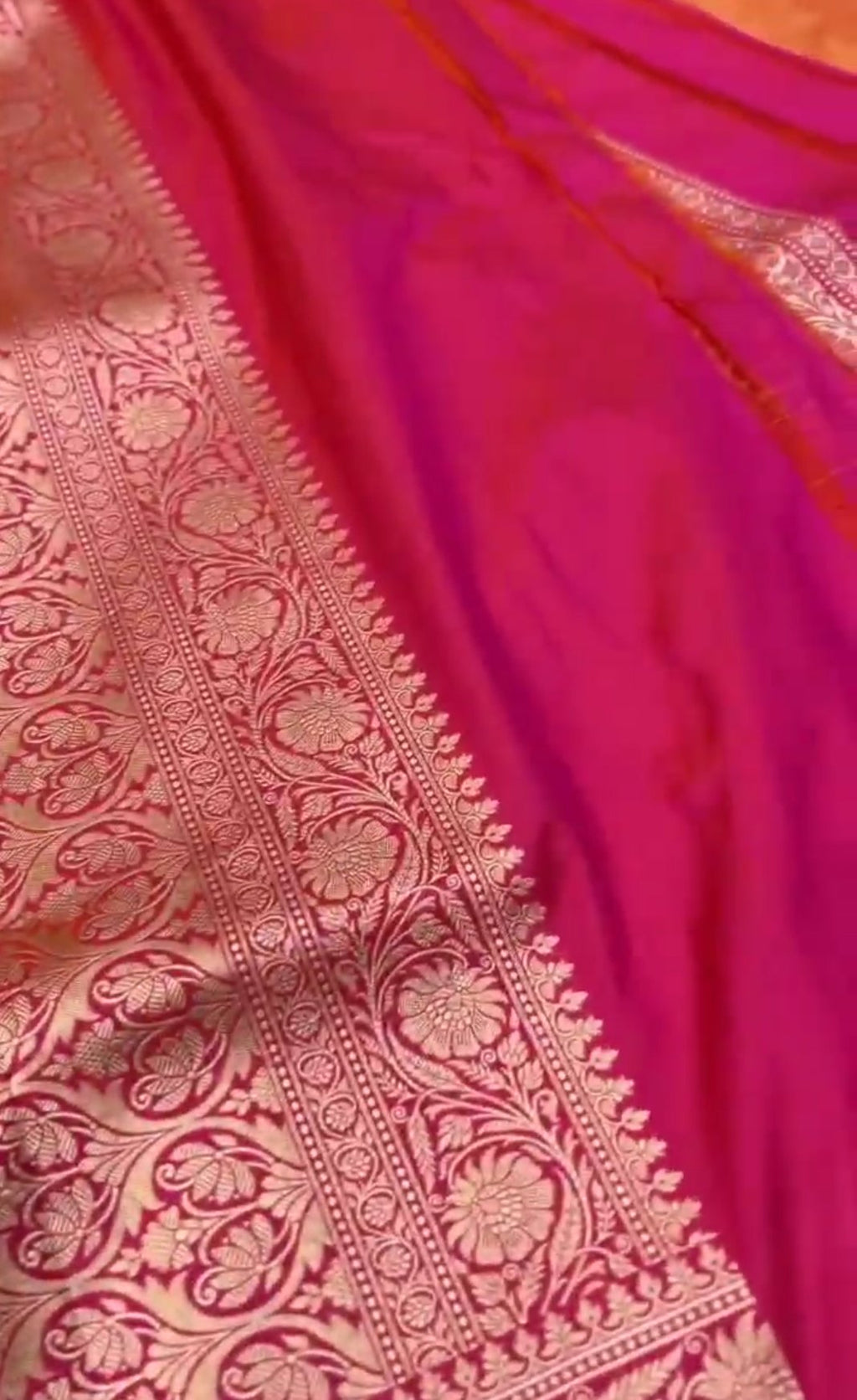 Dark Pink Banarasi Handloom Katan Silk Meenakari Saree