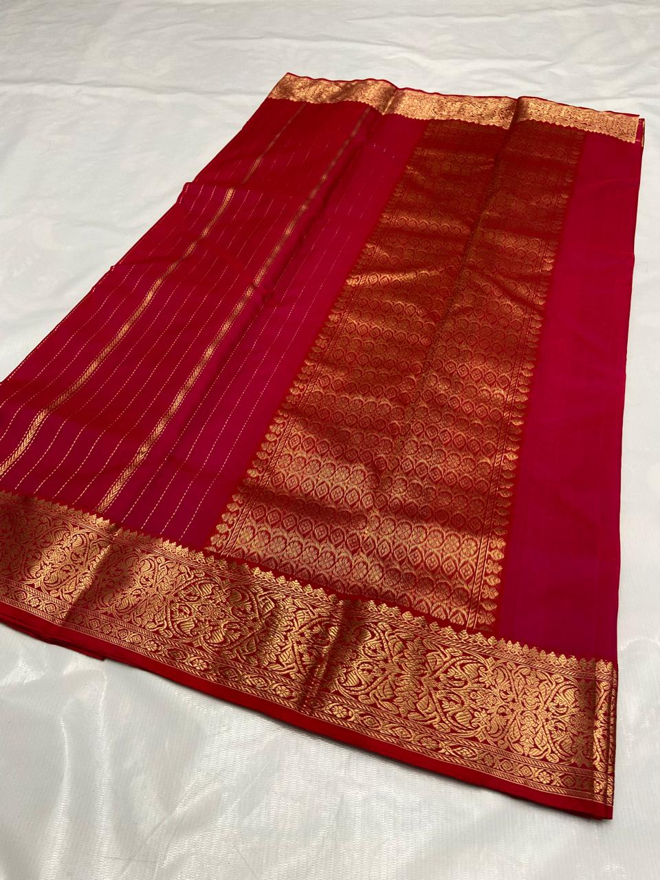 Dark Pink Chanderi Handloom Katan Silk Nakshi Saree