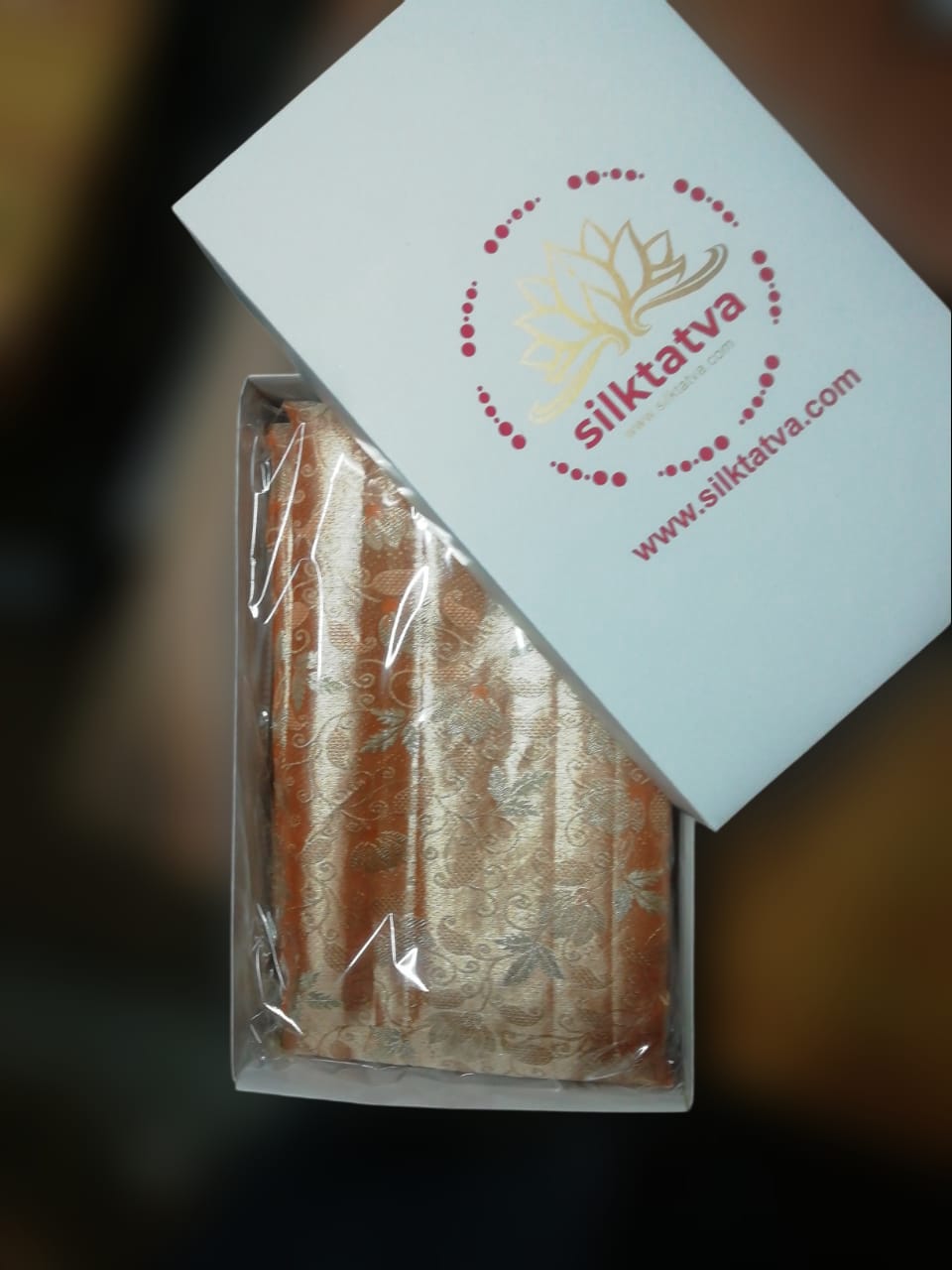 Pastel Orange Kanchipuram Handloom Tissue Brocade Silk Saree