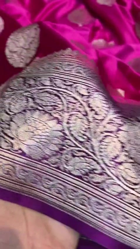 Hot Pink Banarasi Mashru Soft Silk Saree