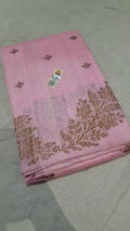Pink Banarasi Handloom Tussar Raw Silk Saree
