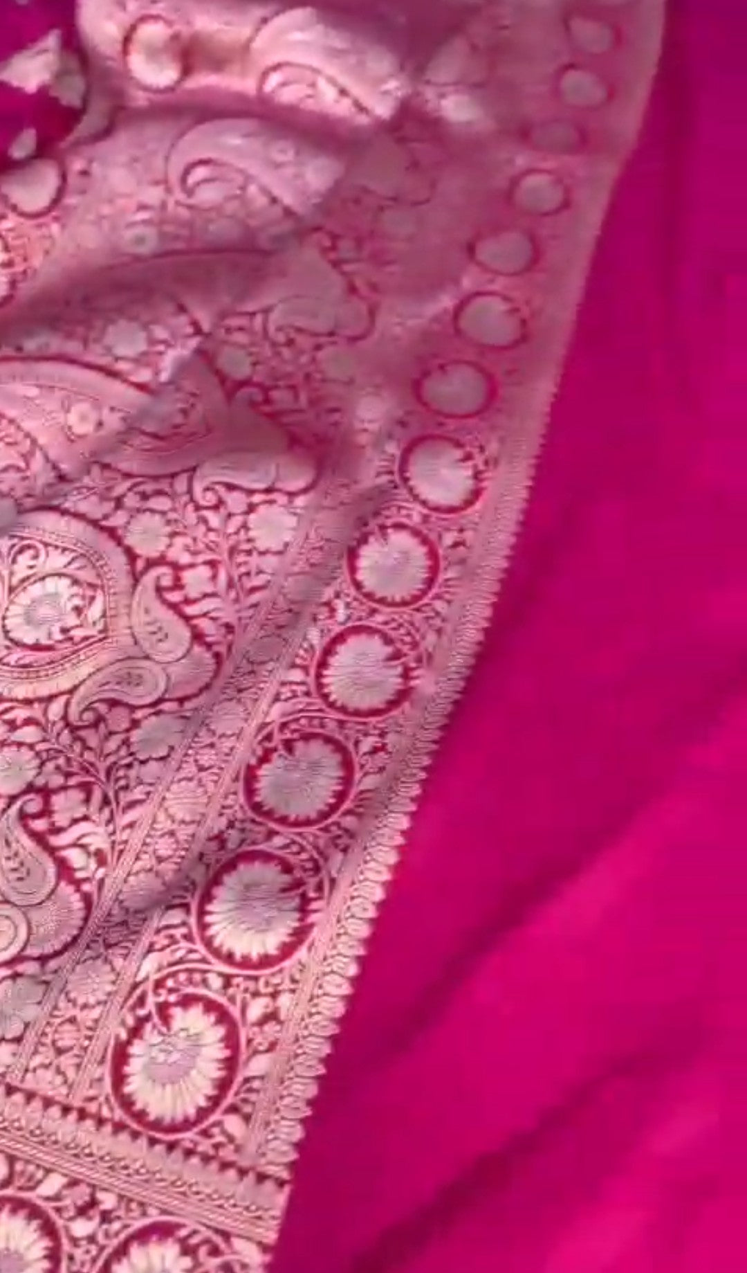 Rani Pink Banarasi Handloan Silk Sona Rupa Saree