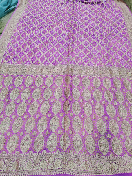 Banarasi Håndvævede Chiffon Georgette Silke Sarees