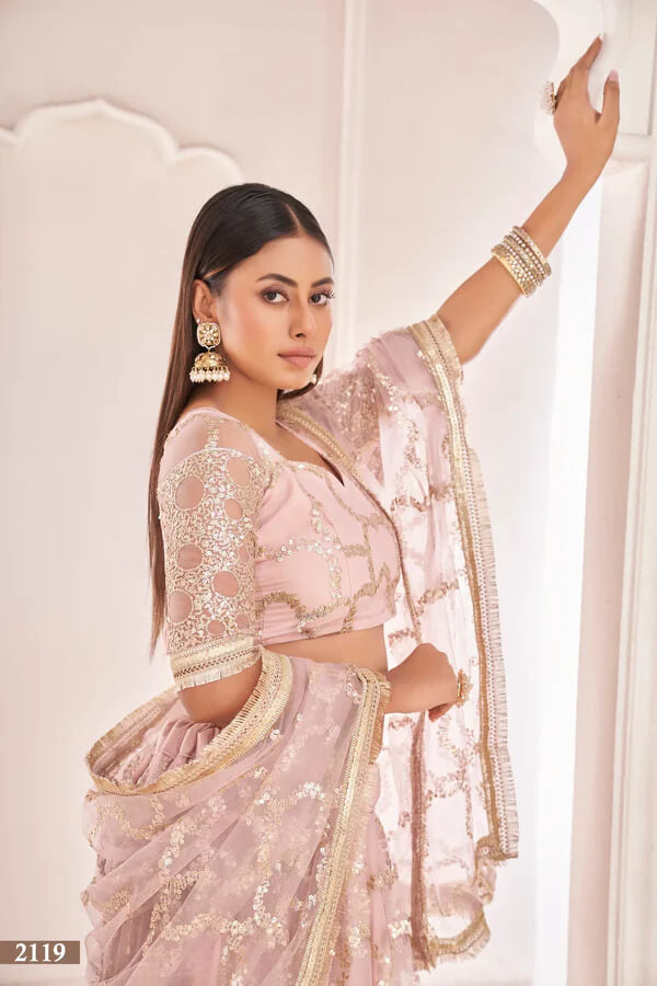 Graceful Onion Pink Lehenga with Sequin Embroidery