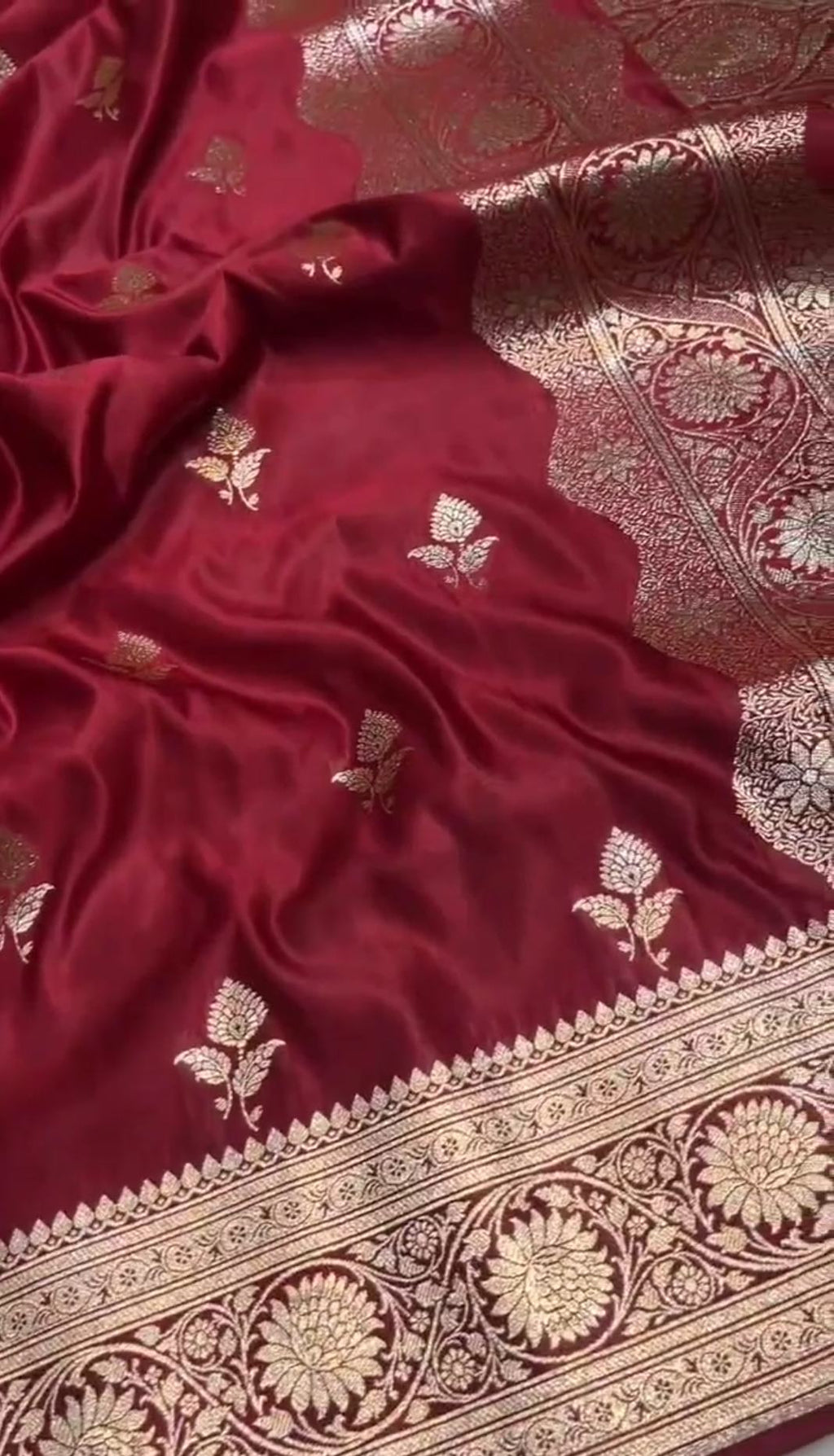Rustic Red Banarasi Satin Katan Silk Saree
