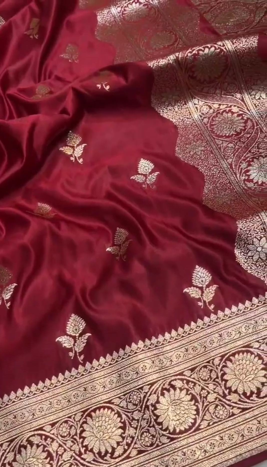 Rustic Red Banarasi Satin Katan Silk Saree
