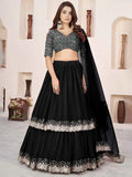 Black Georgette Lehenga With Sequins & Zari