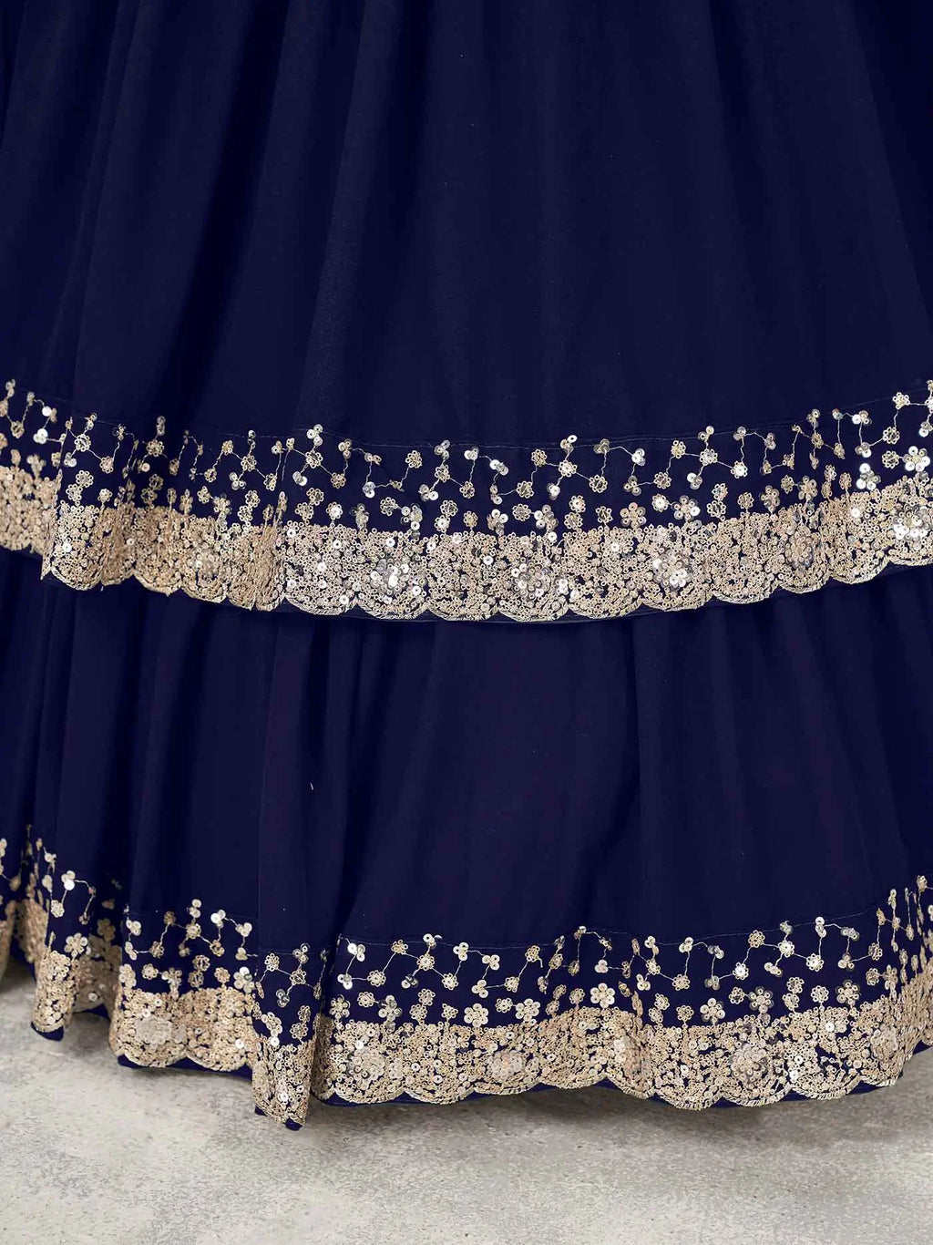 Blue Georgette Lehenga With Sequins Work