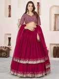 Pink Georgette Lehenga With Sequins Work