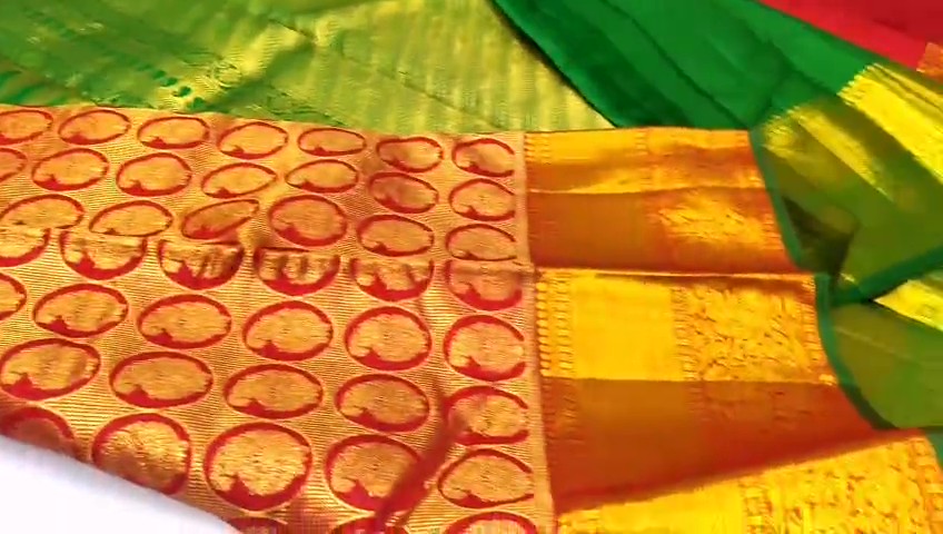 Red Kanchipuram Handloom Tissue Brocade Silk Bridal Saree