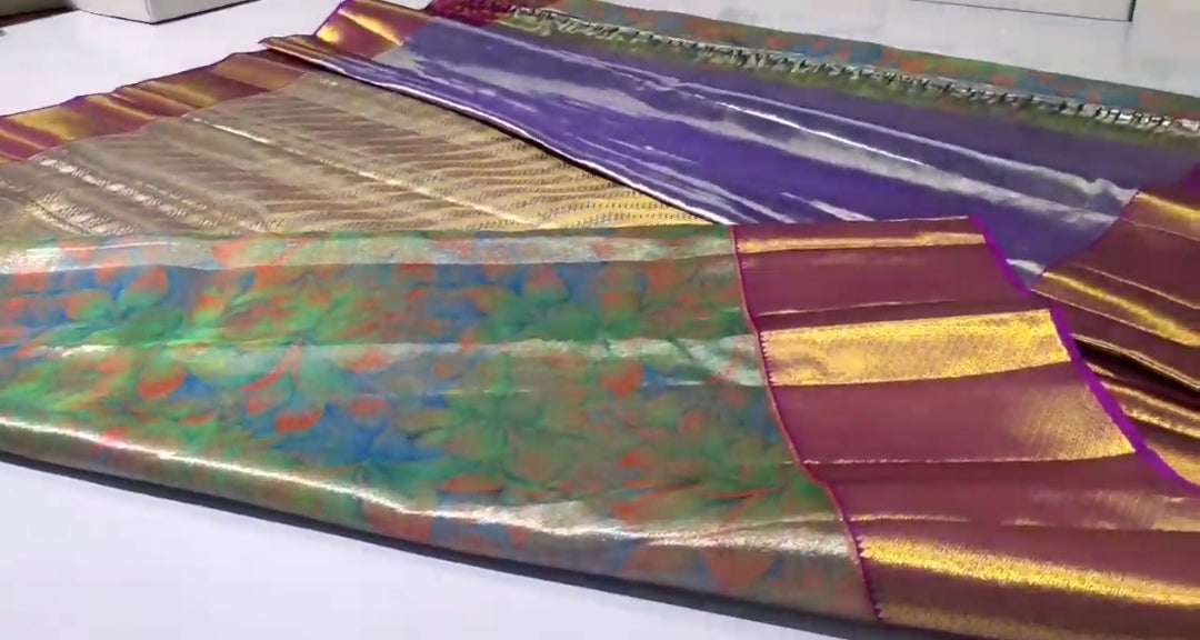 Green Kanchipuram Handloom 5D Tissue Brocade Silk Saree