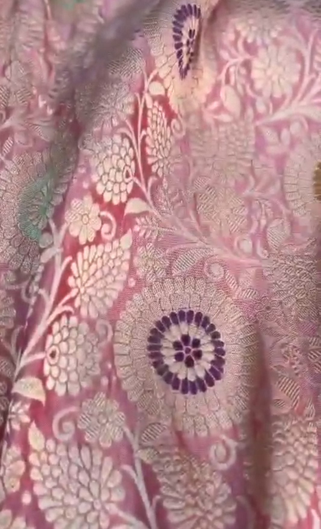 Pink Banarasi Håndvæv Katan Silk Meenakari Saree