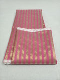 Pastel Pink Chanderi Handloom Cotton Silk Striped Saree