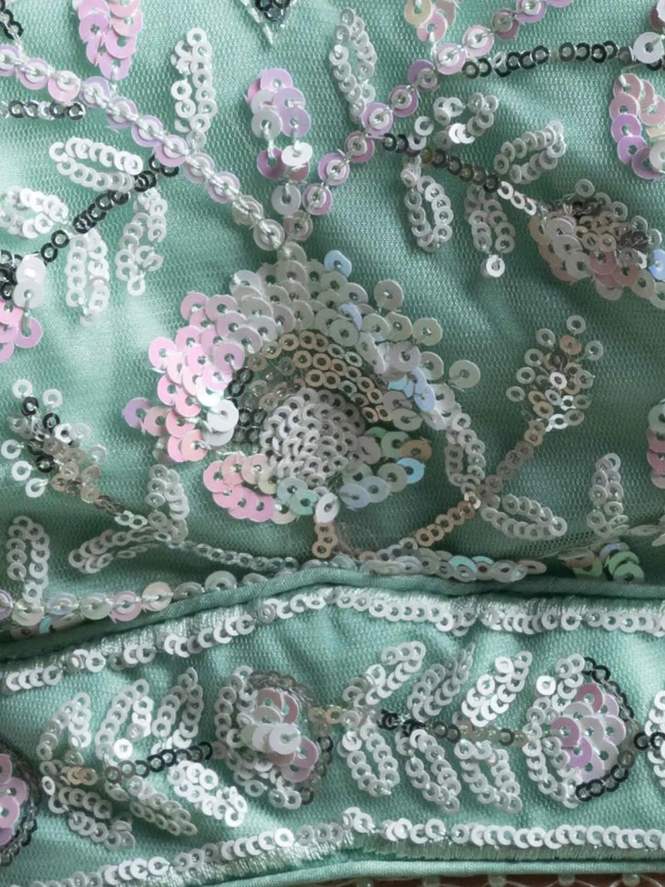 Sky Blue Net Lehenga With Multiple Sequins