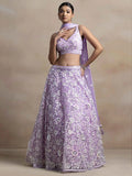 Lavender Net Lehenga With Multiple Sequins