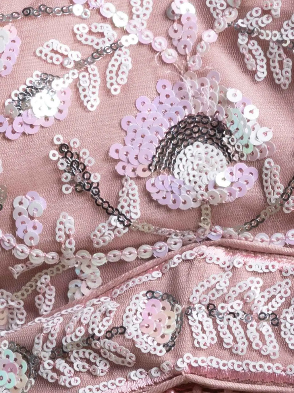 Light Pink Net Lehenga With Multiple Sequins