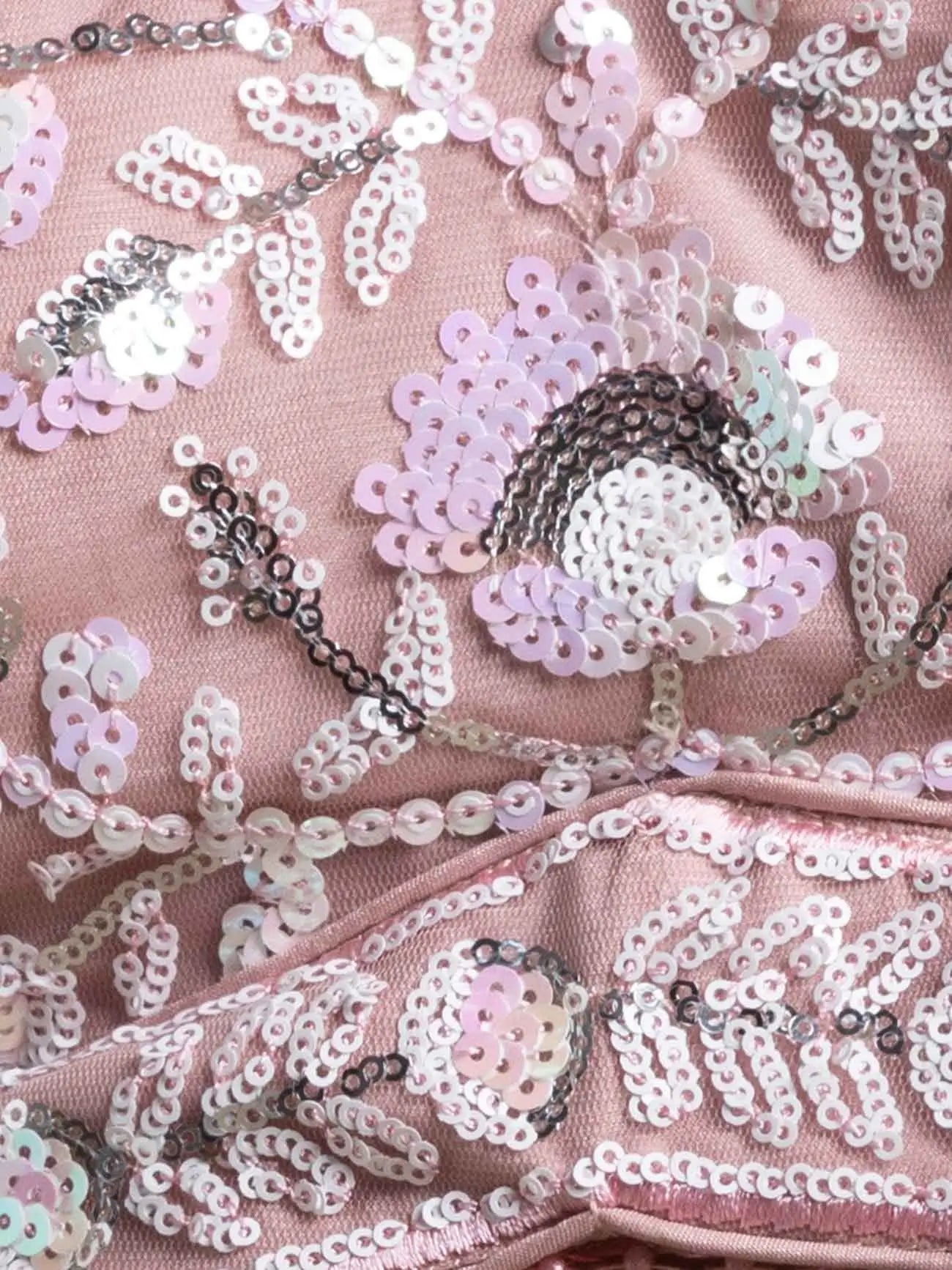 Light Pink Net Lehenga With Multiple Sequins