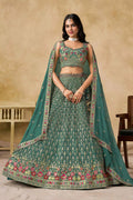 Beetle Green Lehenga With Sequins Embroidery