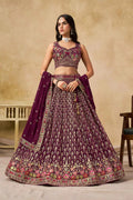 Maroon Lehenga With Sequins Embroidery Work