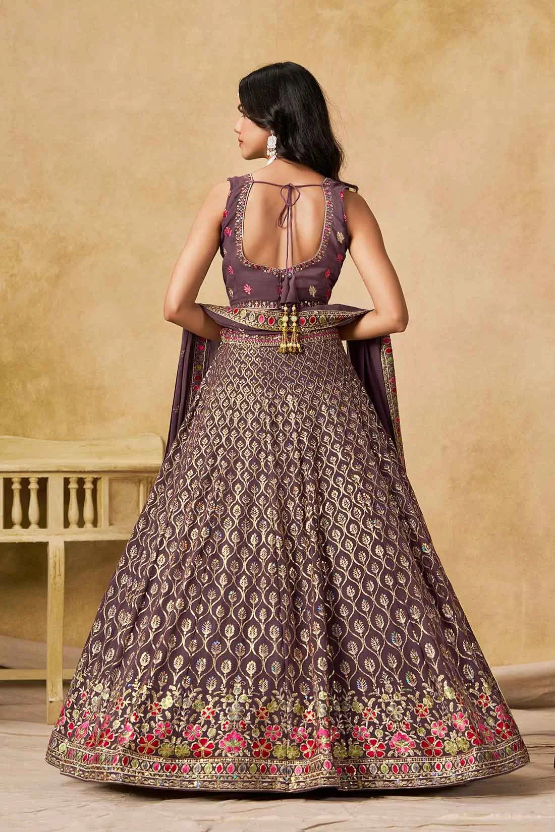 Dusty Purple Lehenga With Sequins Embroidery