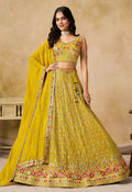 Yellow Lehenga With Sequins Embroidery Work