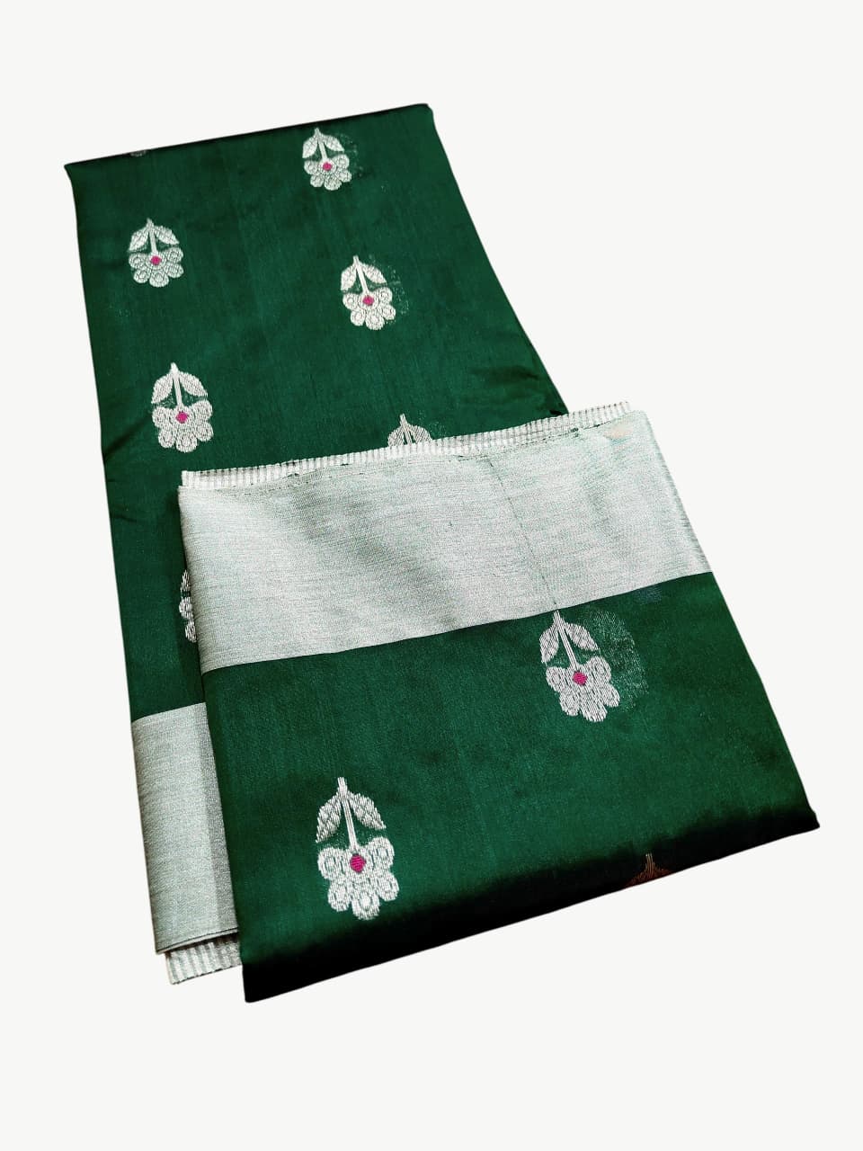 Flaske Grøn Chanderi Håndvæv Pattu Silk Meenakari Saree