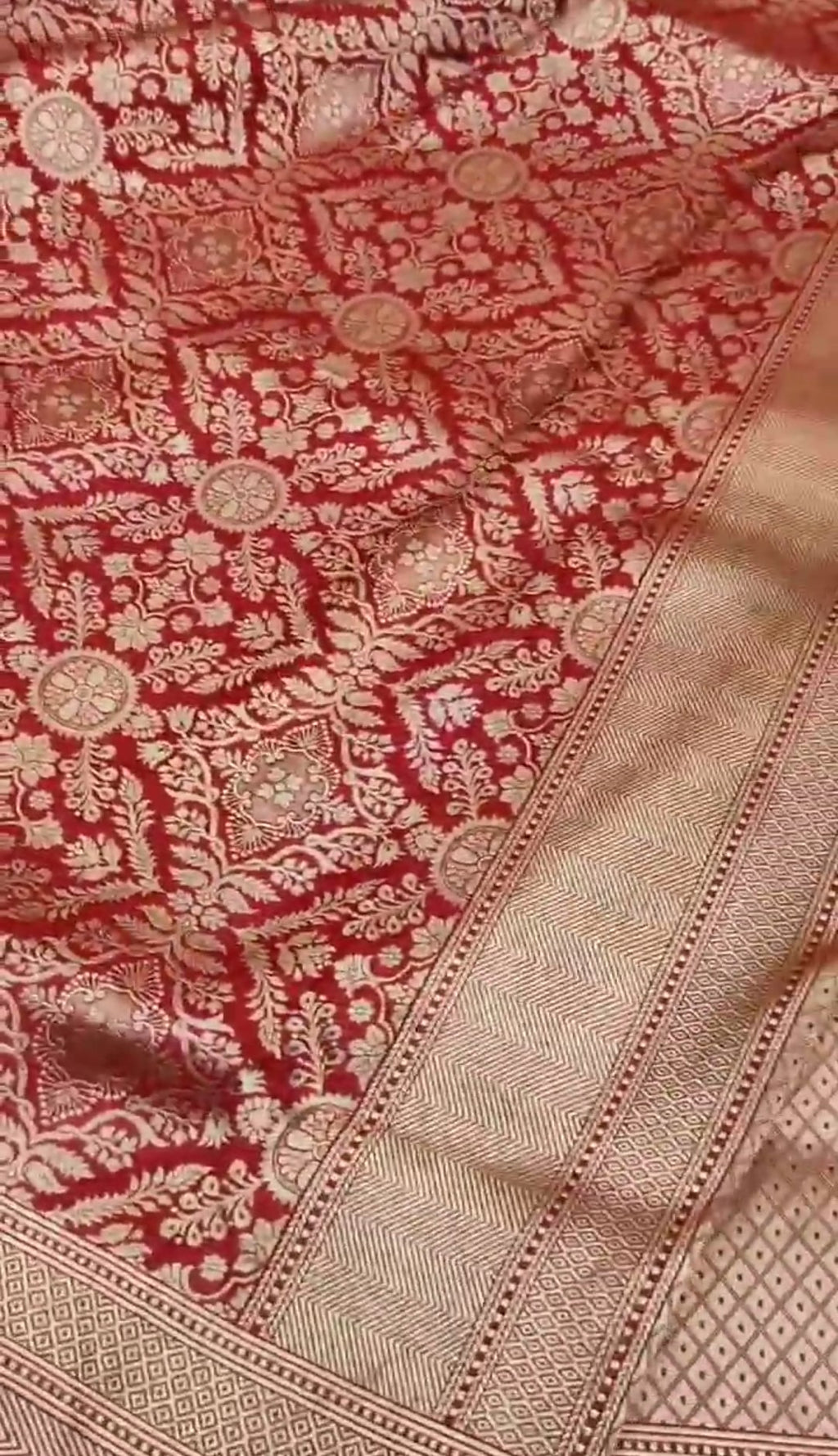 Red Banarasi Handloom Katan Silk Brocade Saree