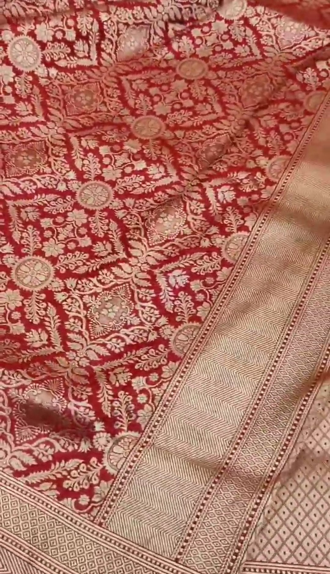 Red Banarasi Handloom Katan Silk Brocade Saree