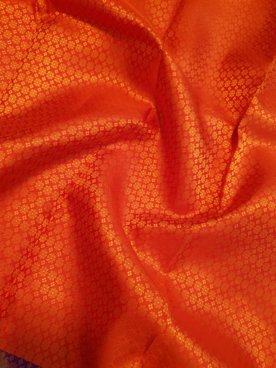 Orange Kanchipuram Handloom 1G Gold Pattu Silk Saree