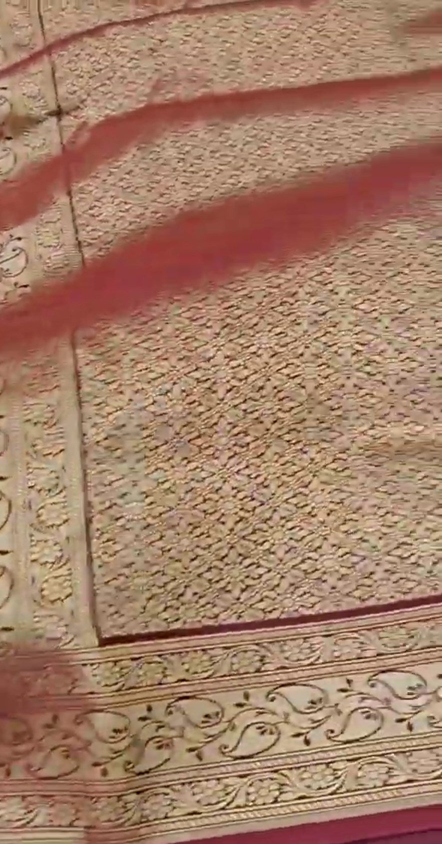Wine Banarasi Mashru Blød Silke Saree