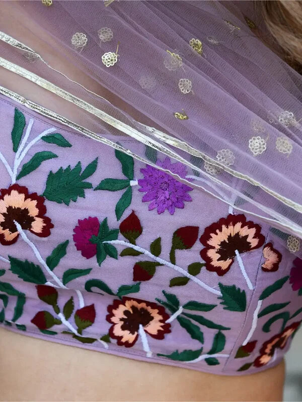 Lavender Organza Lehenga with Gota Patti & Embroidery