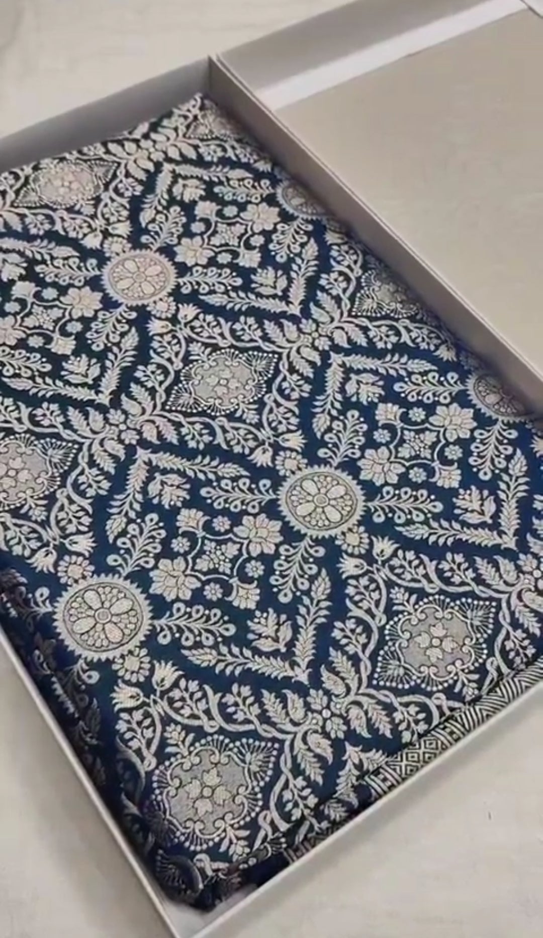Dark Blue Banarasi Handloom Katan Silk Brocade Saree