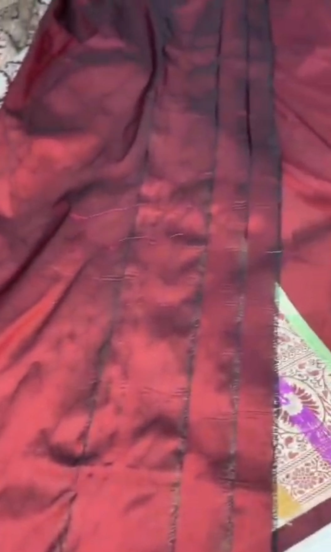 Wine Banarasi Handloom Katan Silk Meenakari Saree