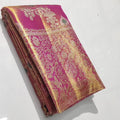 Hot Pink Kanchipuram Handloom Tissue Brocade 1G Gold Bridal Saree