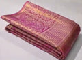 Hot Pink Kanchipuram Handloom Tissue Brocade Silk Saree