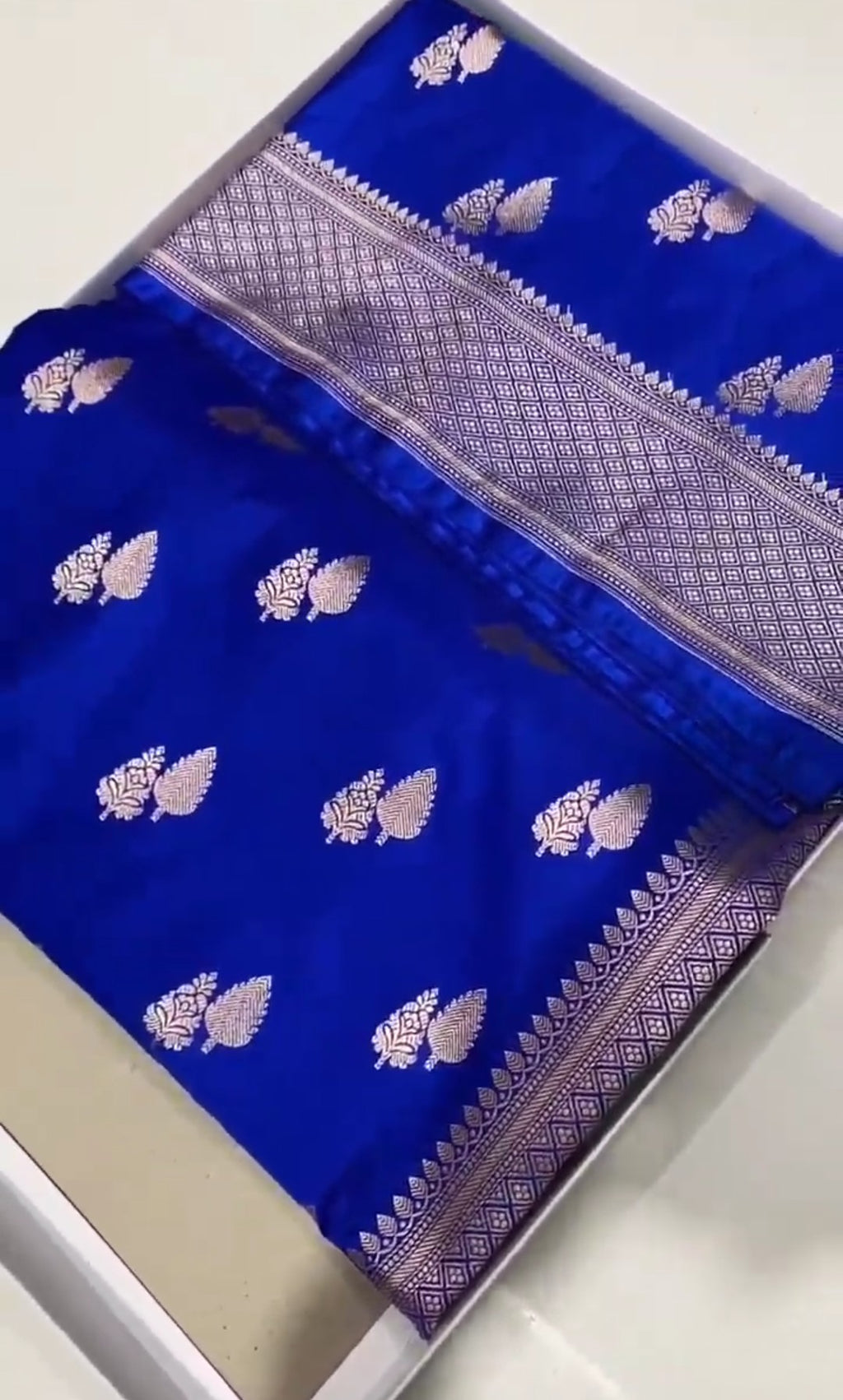Royal Blue Banarasi Mashru Soft Silk Saree