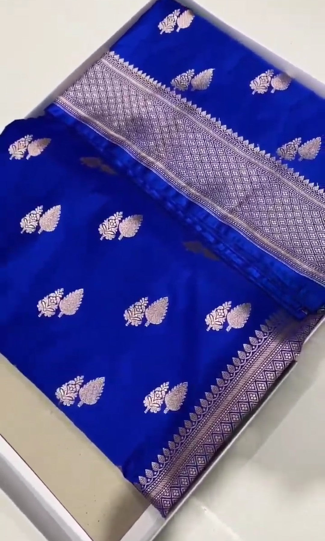 Royal Blue Banarasi Mashru Soft Silk Saree