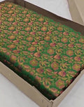 Green Banarasi Semi Katan Silk Tanchoi Brocade Saree