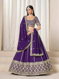 Purple Art Silk Embroidered Lehenga Choli