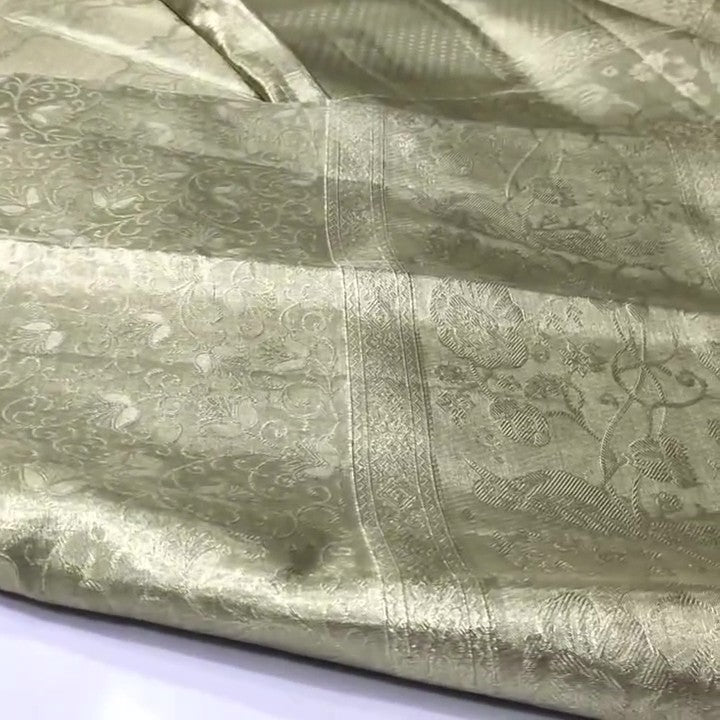 Ivory Kanchipuram Handloom Tissue Brocade Silk Saree