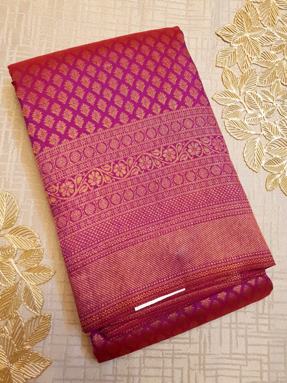 Hot Pink Kanchipuram Handloom 2G Gold Bridal Silk Saree