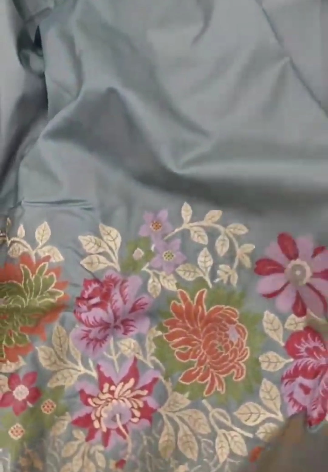 Powder Blue Banarasi Semi Katan Silk Tilfi Meenakari Saree