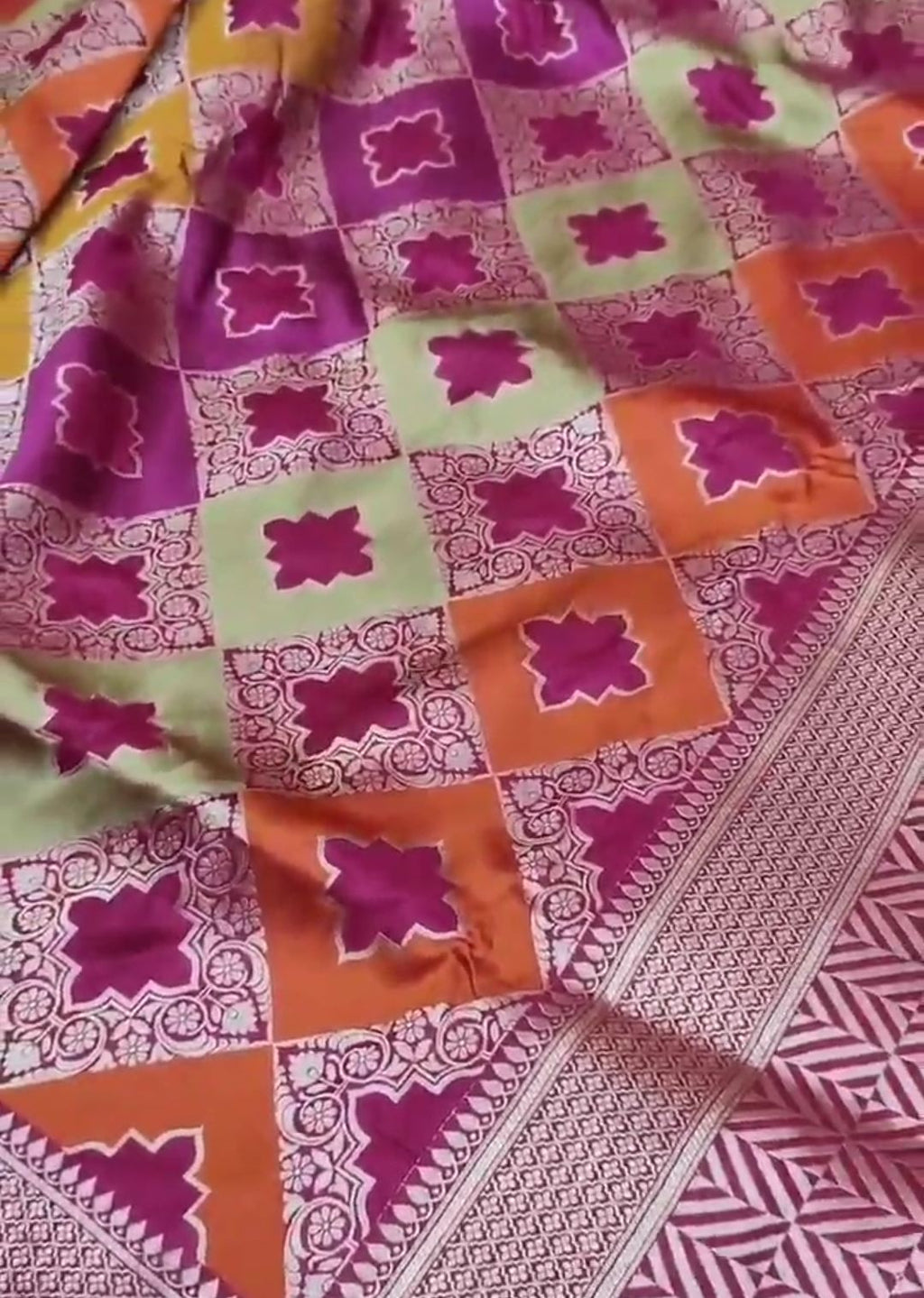 Dark Pink Banarasi Handloom Katan Silk Rangkaat Meenakari Saree